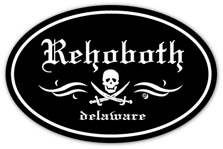 EURO STICKER 5.75 x 3.875 OVAL REHOBOTH PIRATE BLACK