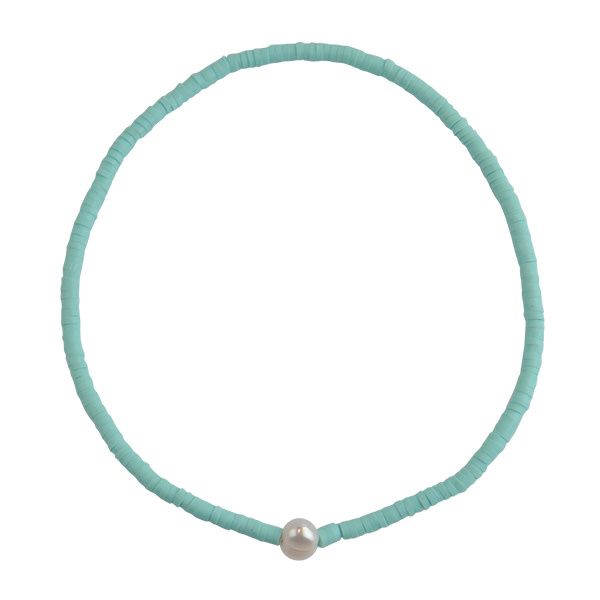 STRETCHY BEADED ANKLET FIMO PEARL ADJUSTABLE