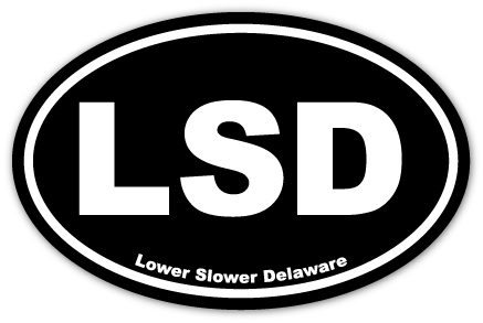 EURO STICKER 5.75 x 3.875 OVAL LOWER SLOWER DELAWARE BLACK