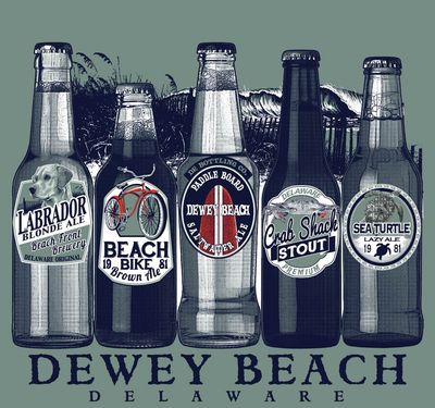 DEWEY BEACH STICKER FIVE BEACH BEERS