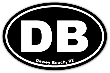 EURO STICKER 5.75 x 3.875 OVAL DEWEY BEACH BLACK
