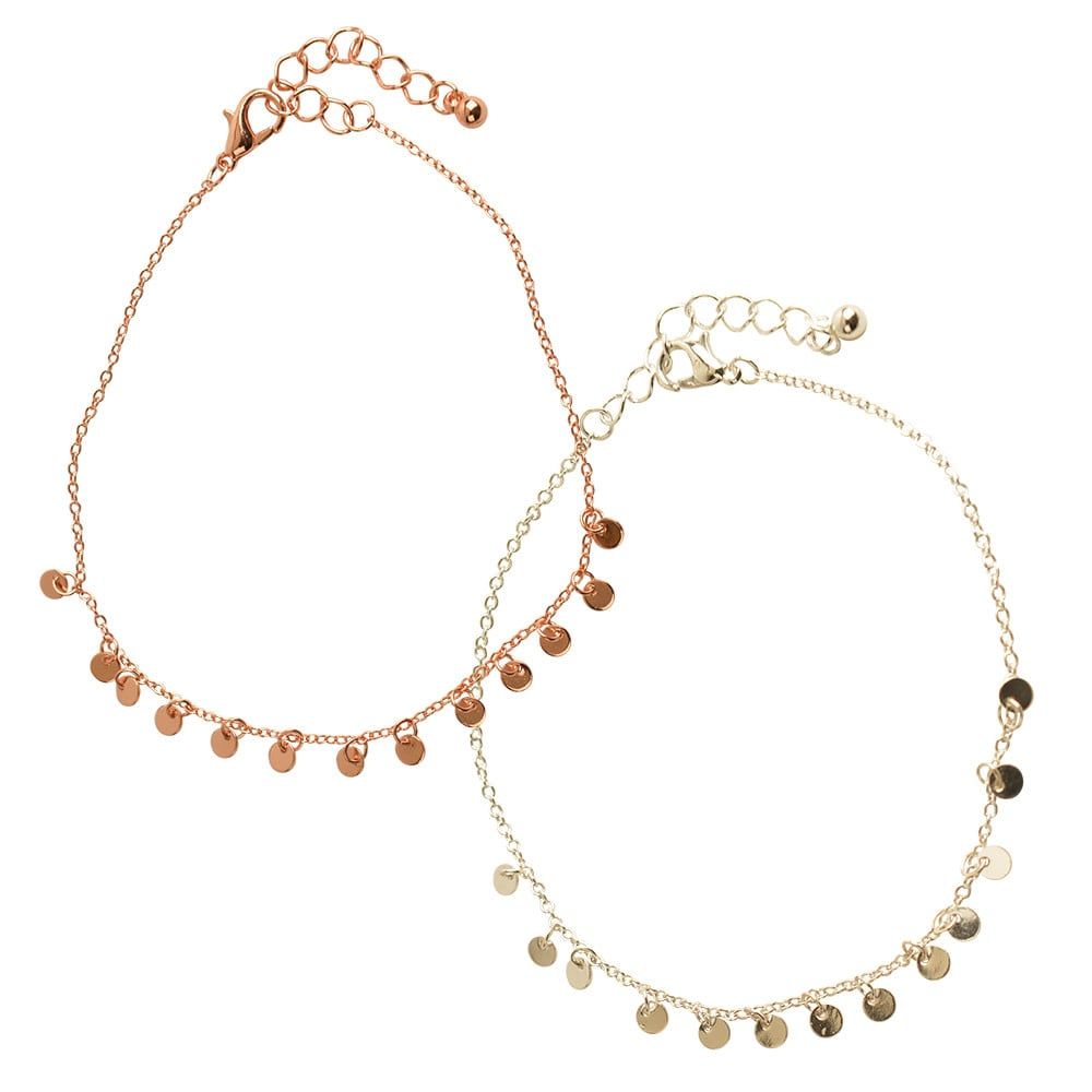 CHARM CHAIN ANKLET TINY COINS ADJUSTABLE