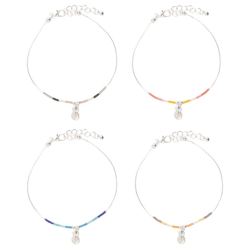 SEEDBEAD CHARM CHAIN ANKLET PINEAPPLE ADJUSTABLE
