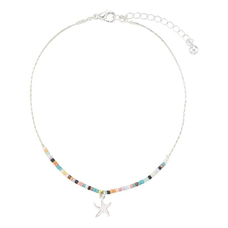 SEEDBEAD CHARM CHAIN ANKLET STARFISH ADJUSTABLE