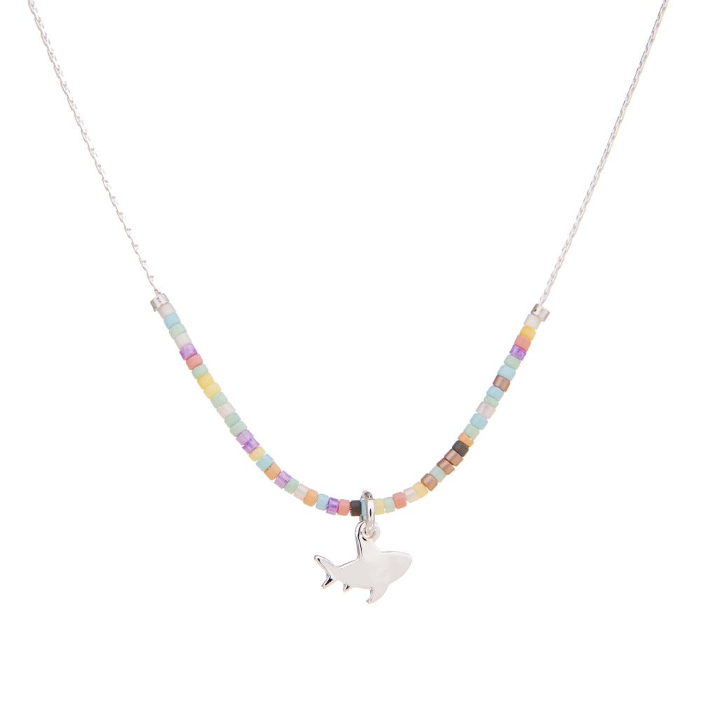 SEEDBEAD CHARM CHAIN NECKLACE SHARK ADJUSTABLE