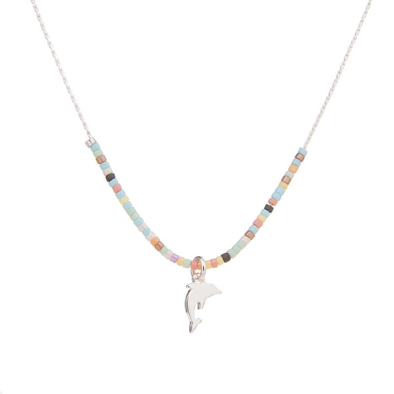 SEEDBEAD CHARM CHAIN NECKLACE DOLPHIN ADJUSTABLE