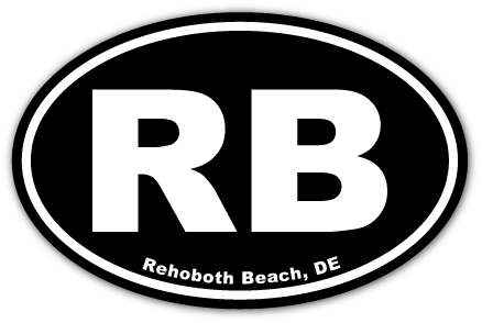 EURO STICKER 5.75 x 3.875 OVAL REHOBOTH BEACH BLACK