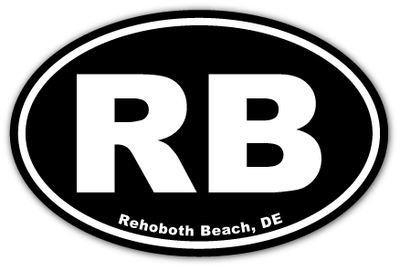 EURO STICKER 5.75 x 3.875 OVAL REHOBOTH BEACH BLACK