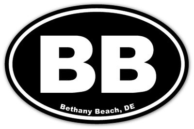 EURO STICKER 5.75 x 3.875 OVAL BETHANY BEACH BLACK