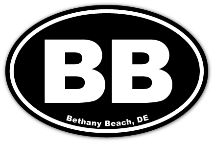 EURO STICKER 5.75 x 3.875 OVAL BETHANY BEACH BLACK