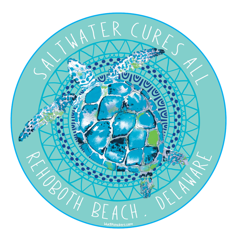 BEACH STICKER SALTWATER CURES ALL SEA TURTLES