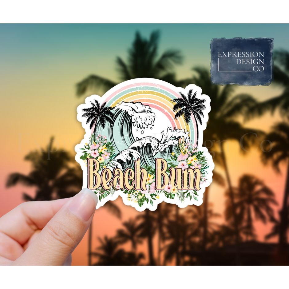 NOVELTY STICKER BEACH BUM