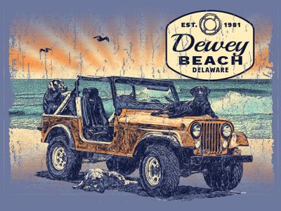 DEWEY BEACH STICKER SCENERY JEEP LAB