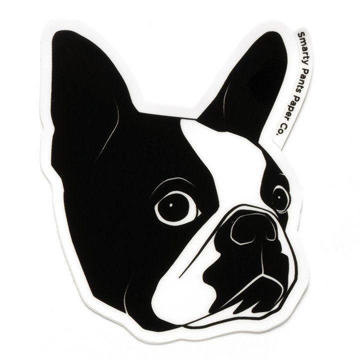NOVELTY STICKER BOSTON TERRIER FACE