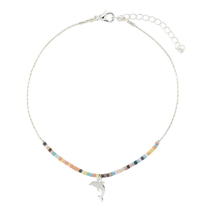SEEDBEAD CHARM CHAIN ANKLET DOLPHIN ADJUSTABLE