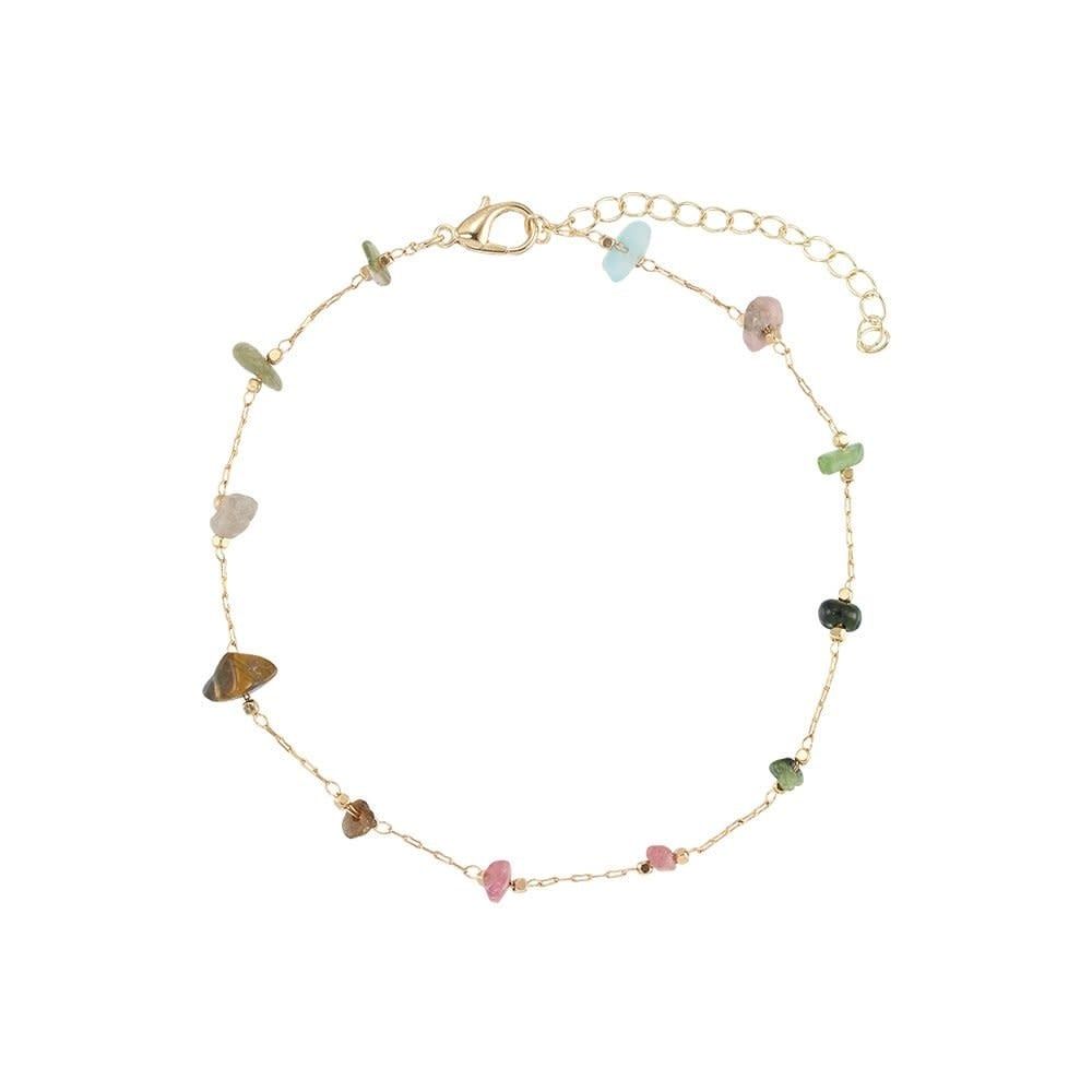 GEMSTONE CHAIN ANKLET ADJUSTABLE