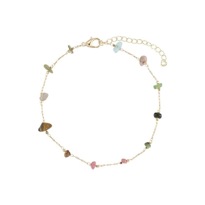 GEMSTONE CHAIN ANKLET ADJUSTABLE
