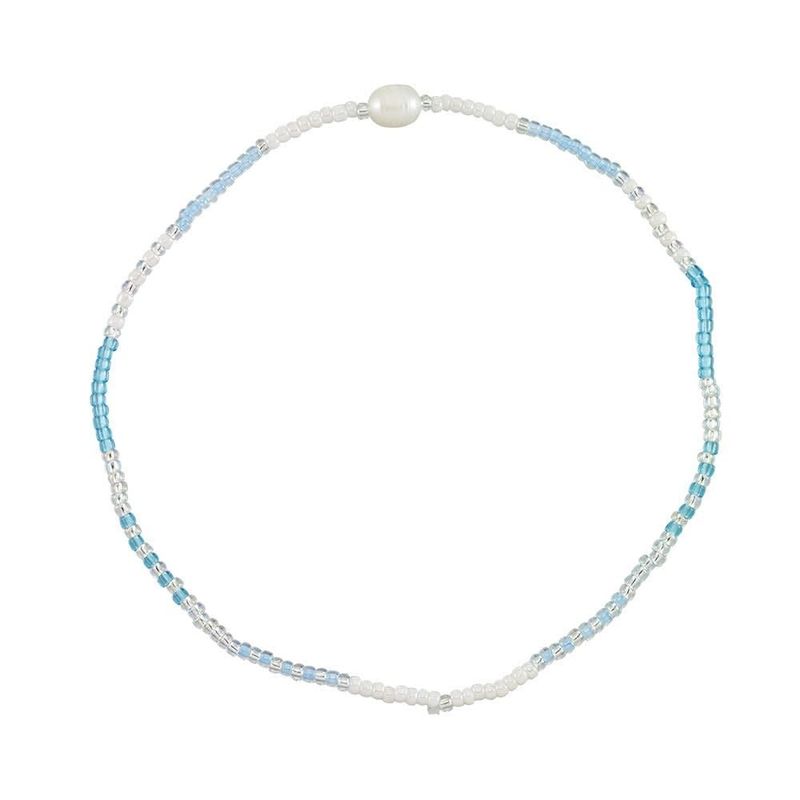 STRETCHY BEADED ANKLET CRYSTAL PEARL ADJUSTABLE