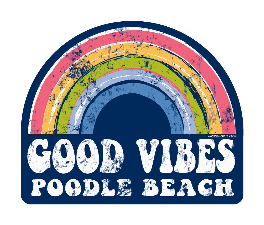 POODLE BEACH STICKER GOOD VIBES RAINBOW