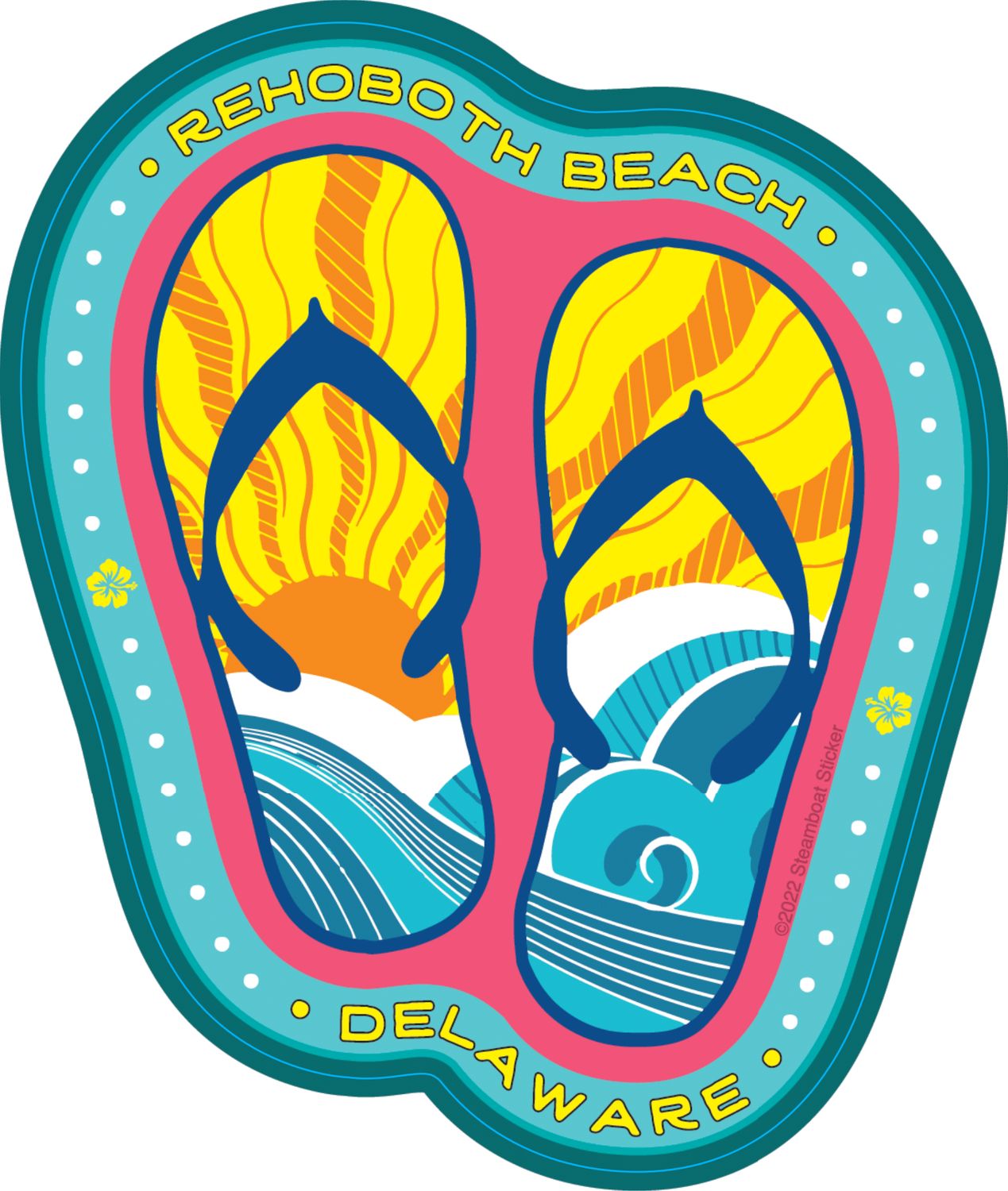 BEACH STICKER WAVE FLIP FLOPS