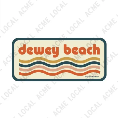 DEWEY BEACH STICKER RETRO WAVES