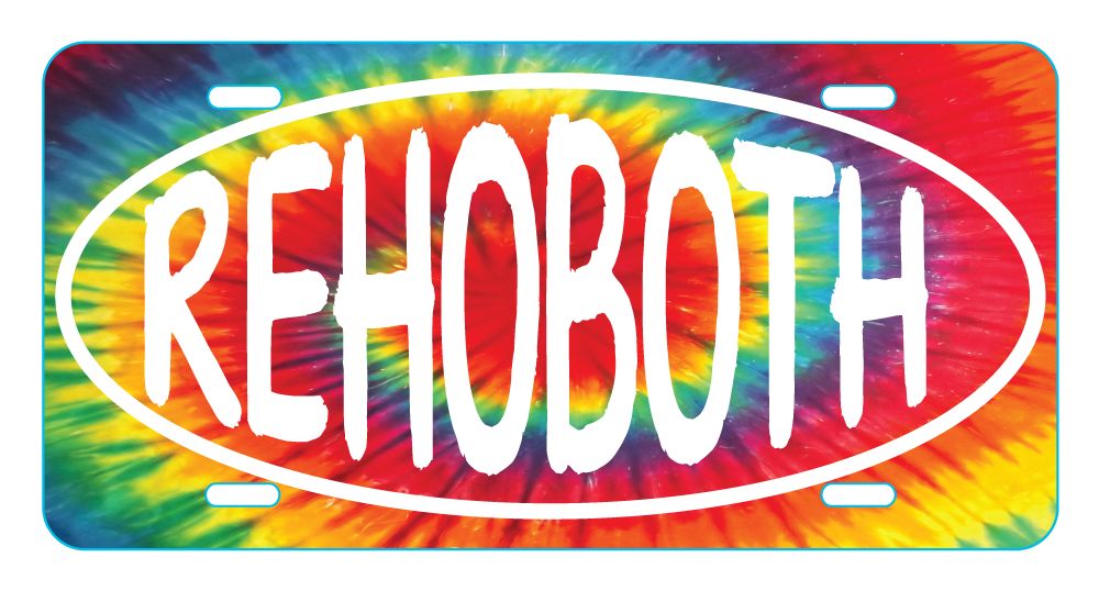 LICENSE PLATE RAINBOW TIEDYE OVAL