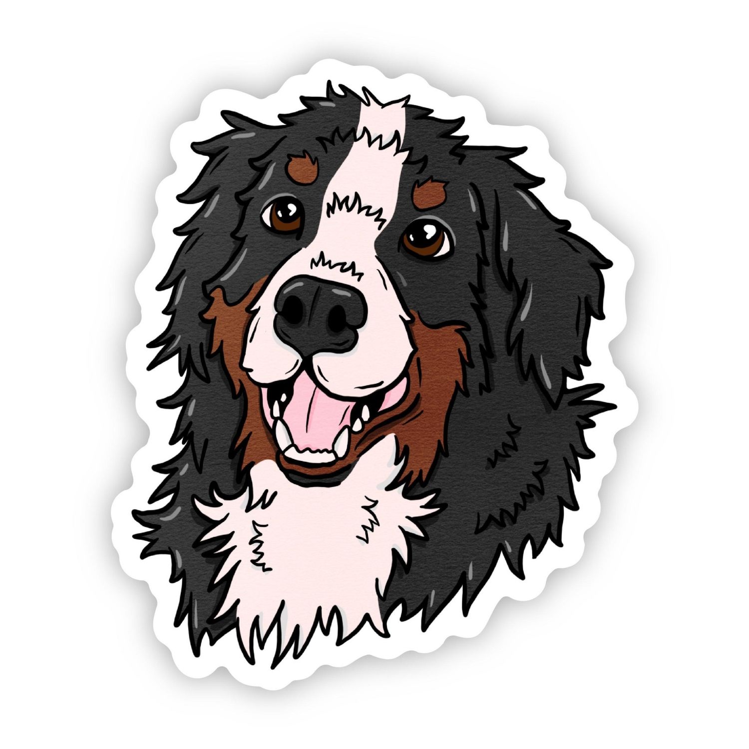 NOVELTY STICKER HAPPY BERNESE MOUNTAIN DOG