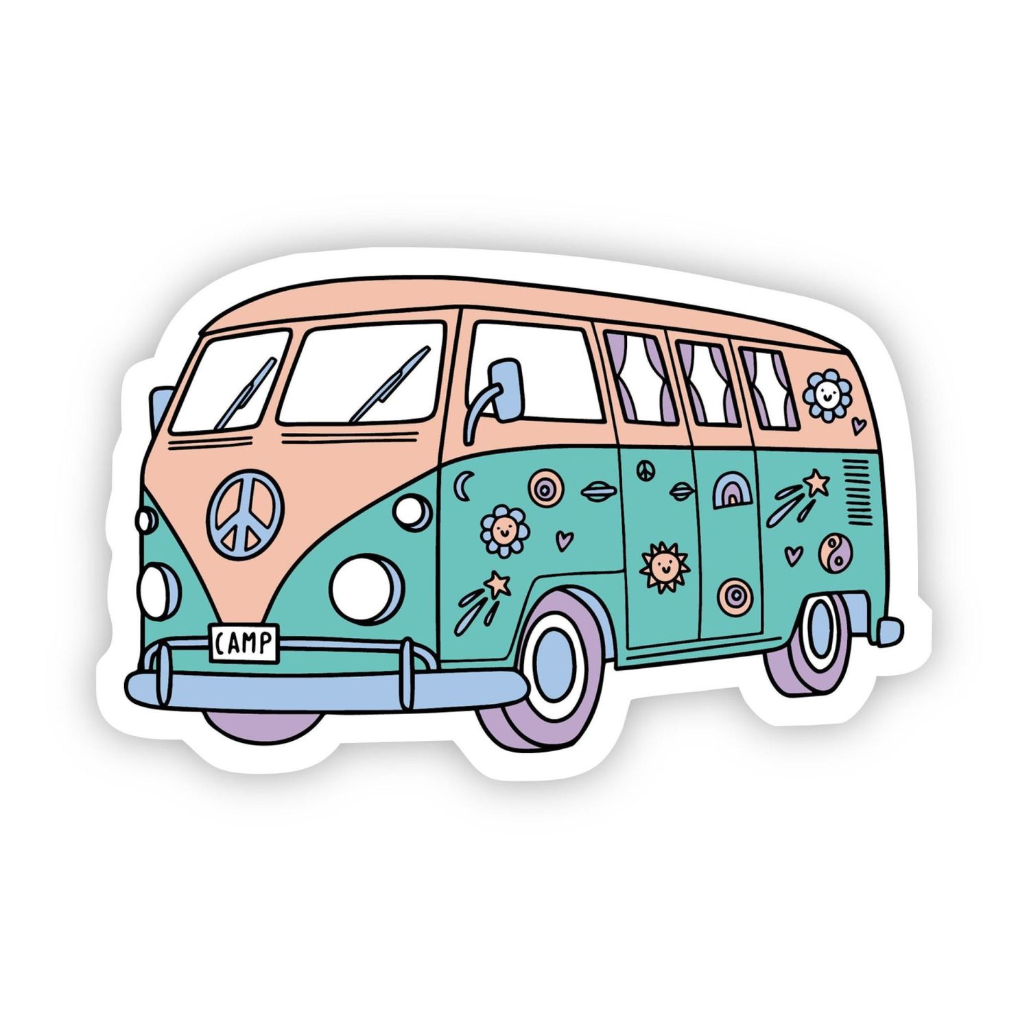 NOVELTY STICKER HIPPIE BEACH VAN WITH STICKERS