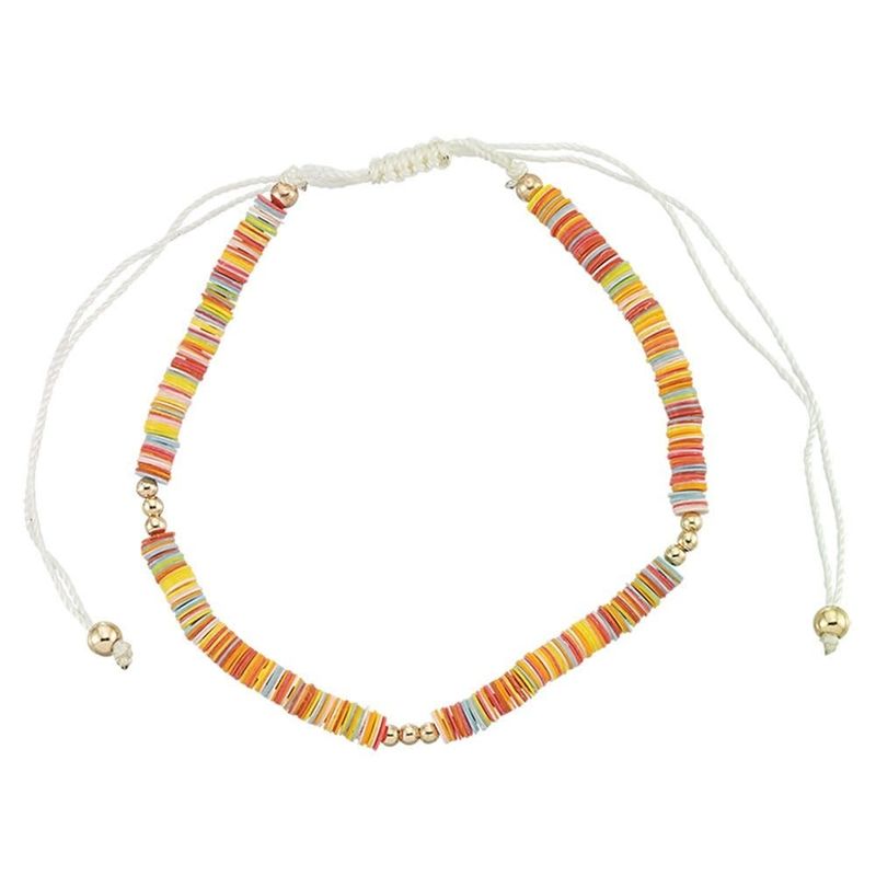 CORDED ANKLET MULTICOLOR SEQUINS ADJUSTABLE