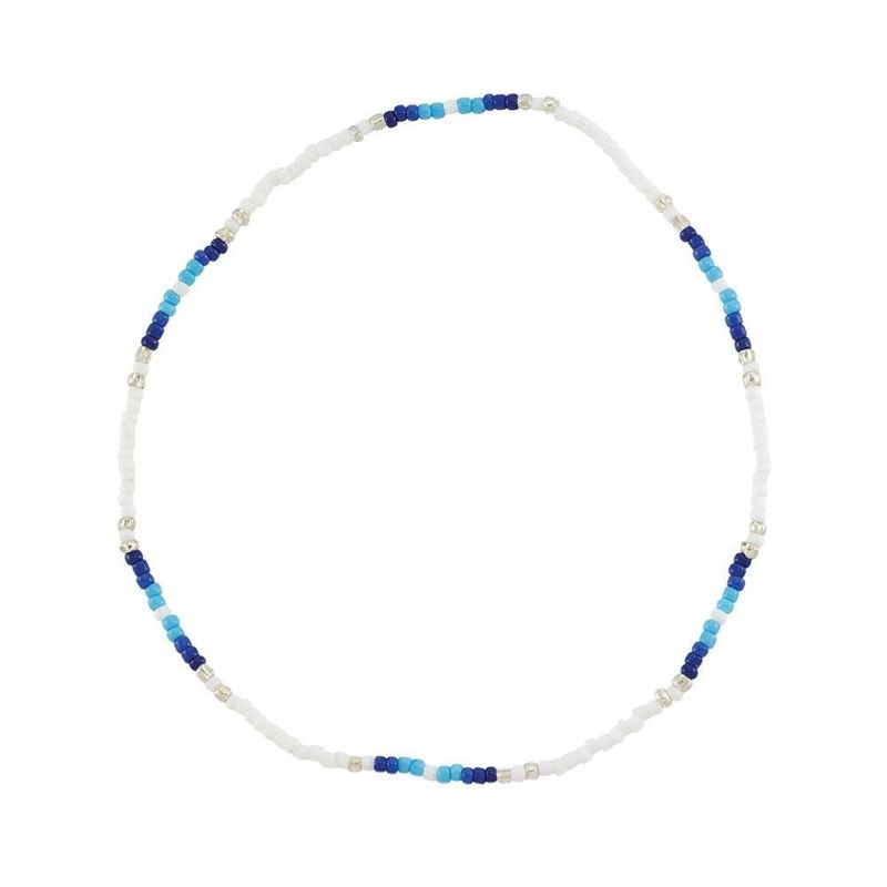 STRETCHY BEADED ANKLET OCEAN BLUE ADJUSTABLE