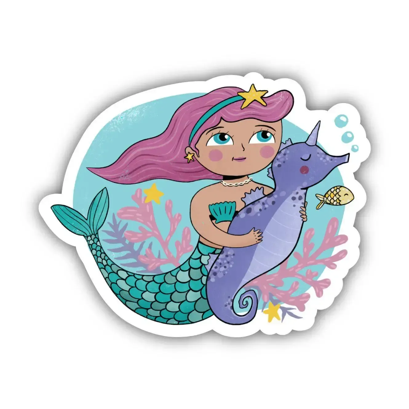 NOVELTY STICKER MERMAID AND SEAHORSE