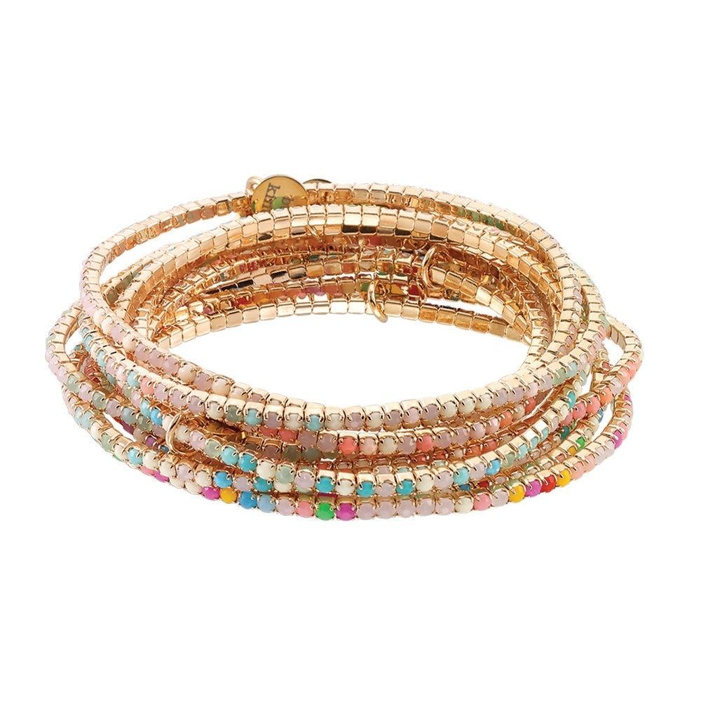 STRETCHY BEADED ANKLET TENNIS CRYSTALS ADJUSTABLE