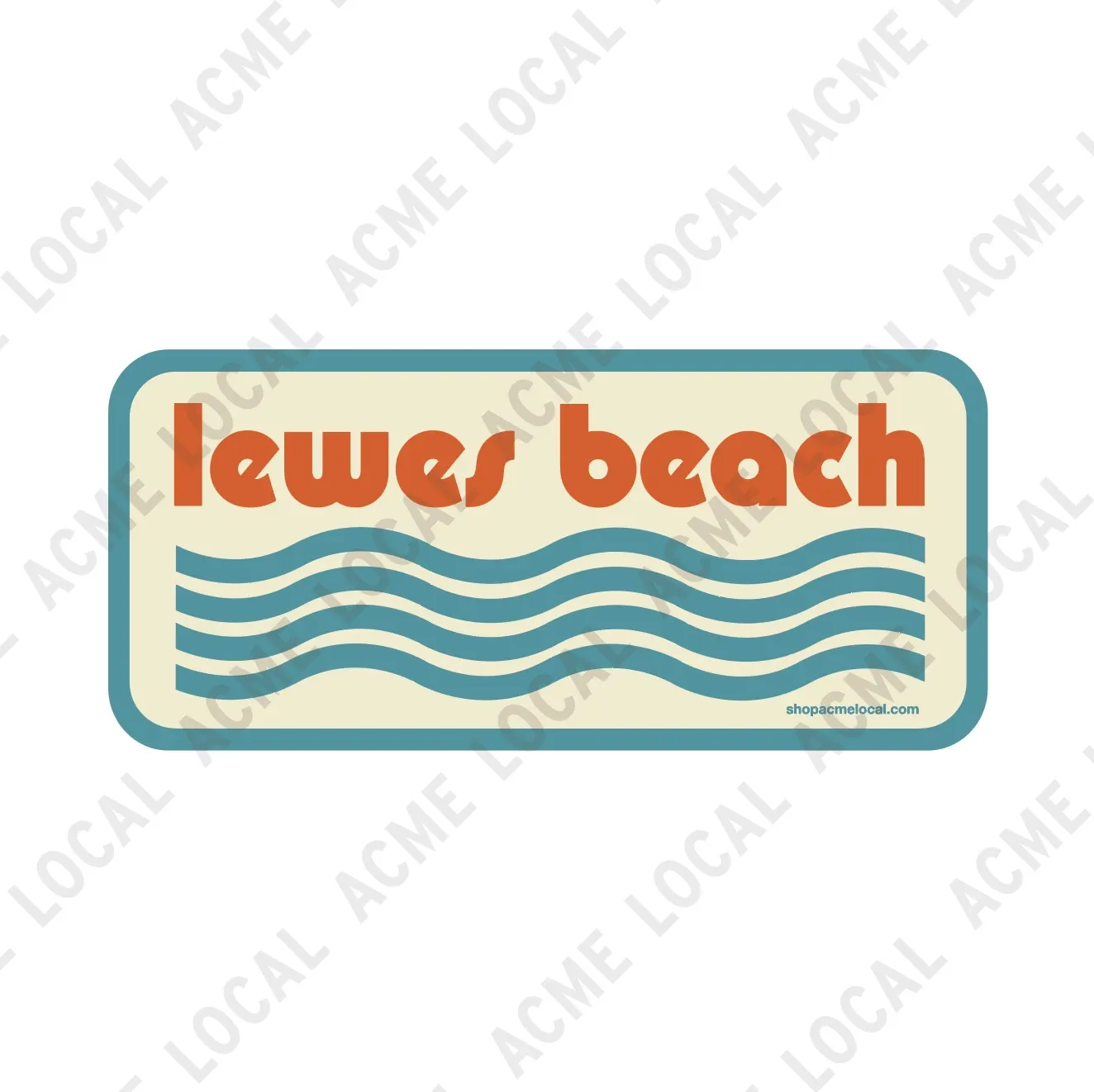 LEWES BEACH STICKER RETRO WAVES