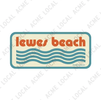LEWES BEACH STICKER RETRO WAVES