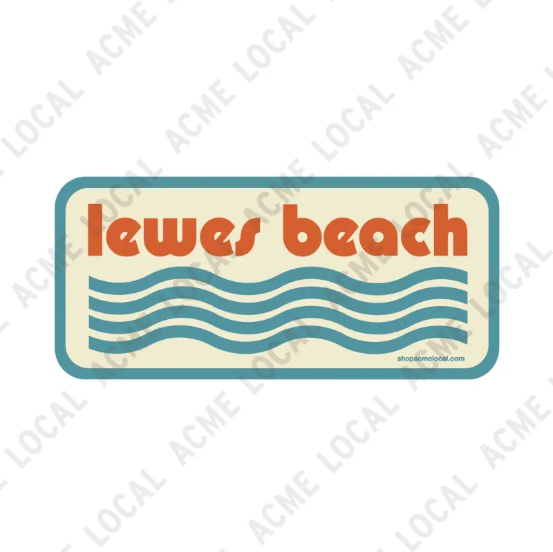 LEWES BEACH STICKER RETRO WAVES