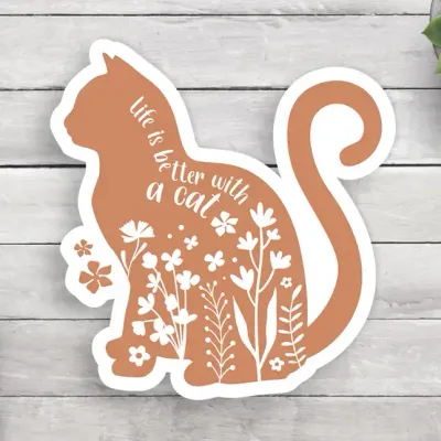 NOVELTY STICKER LIFE IS BETTER WITH A CAT