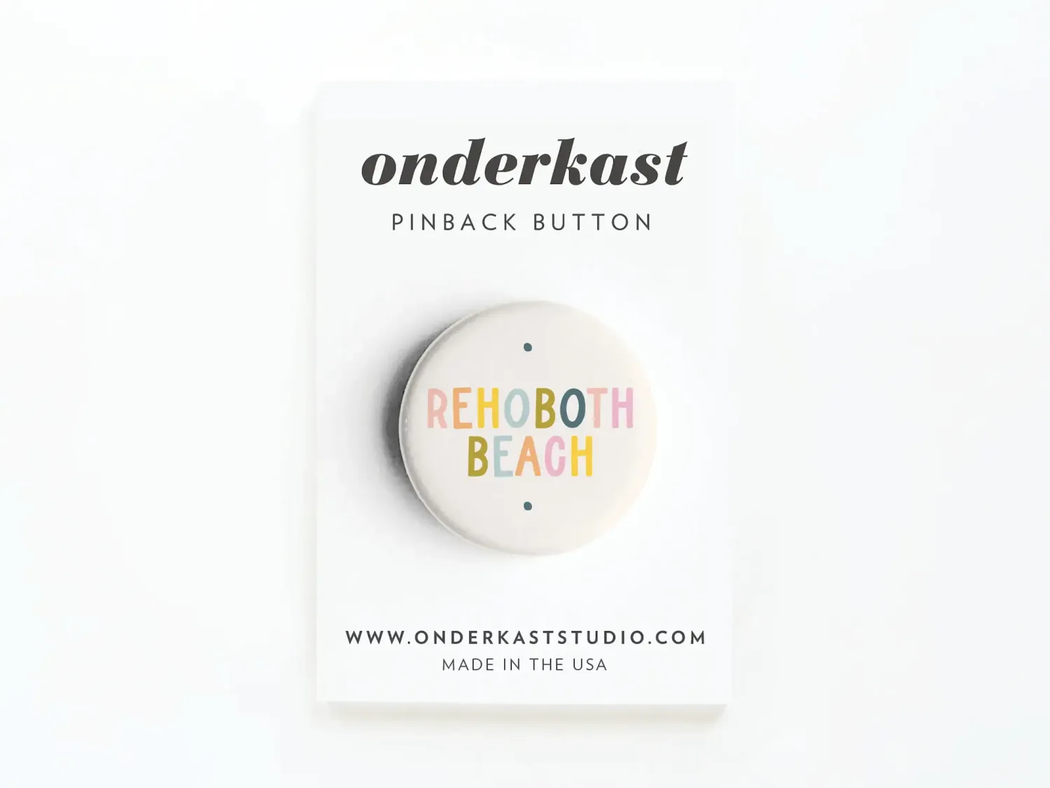 PINBACK BUTTON MULTI COLORED TEXT