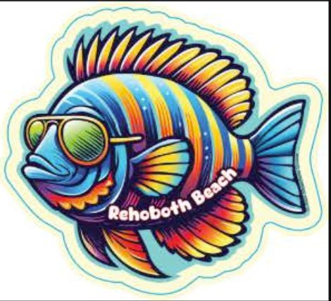 BEACH STICKER HIP FISH