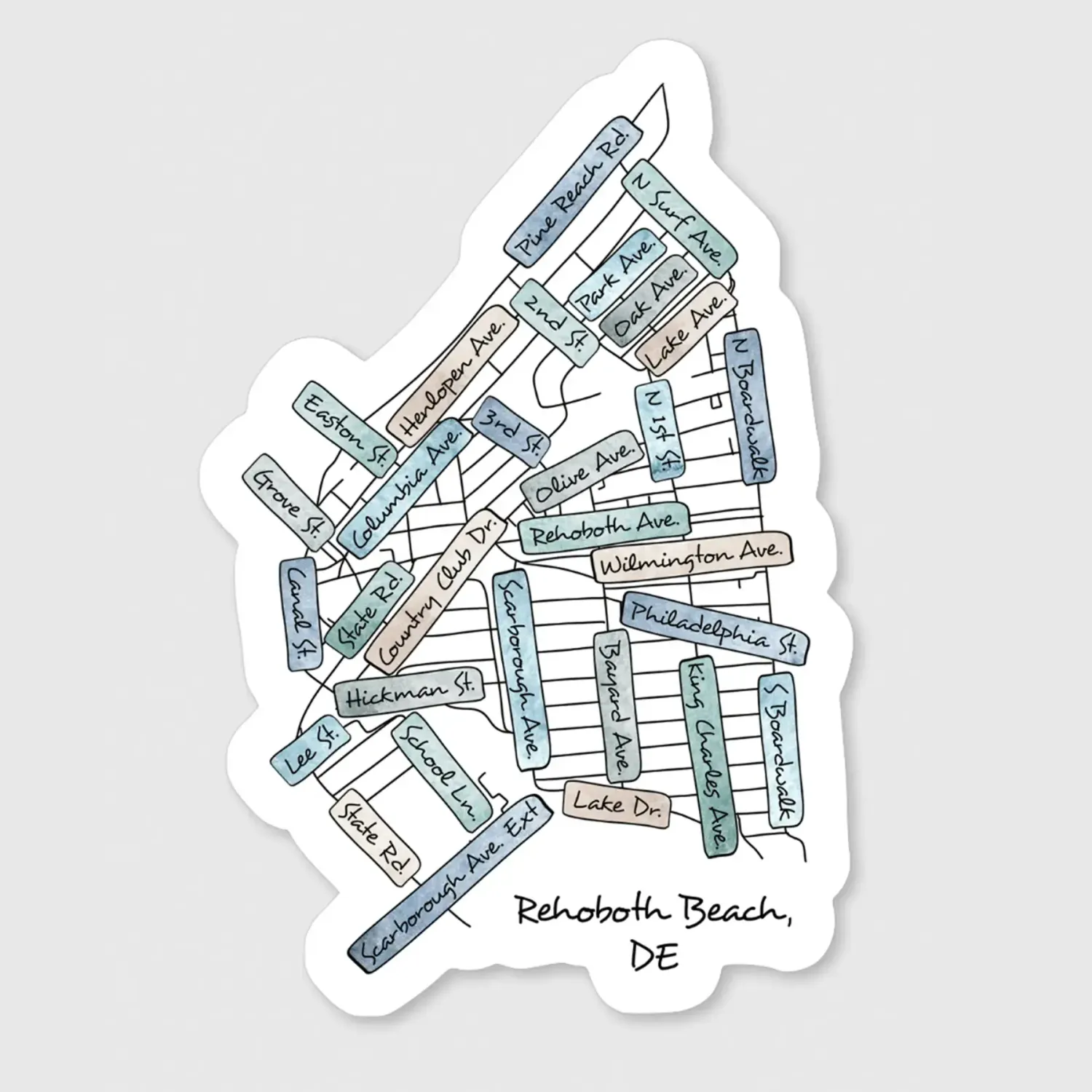 BEACH STICKER STREET NAMES