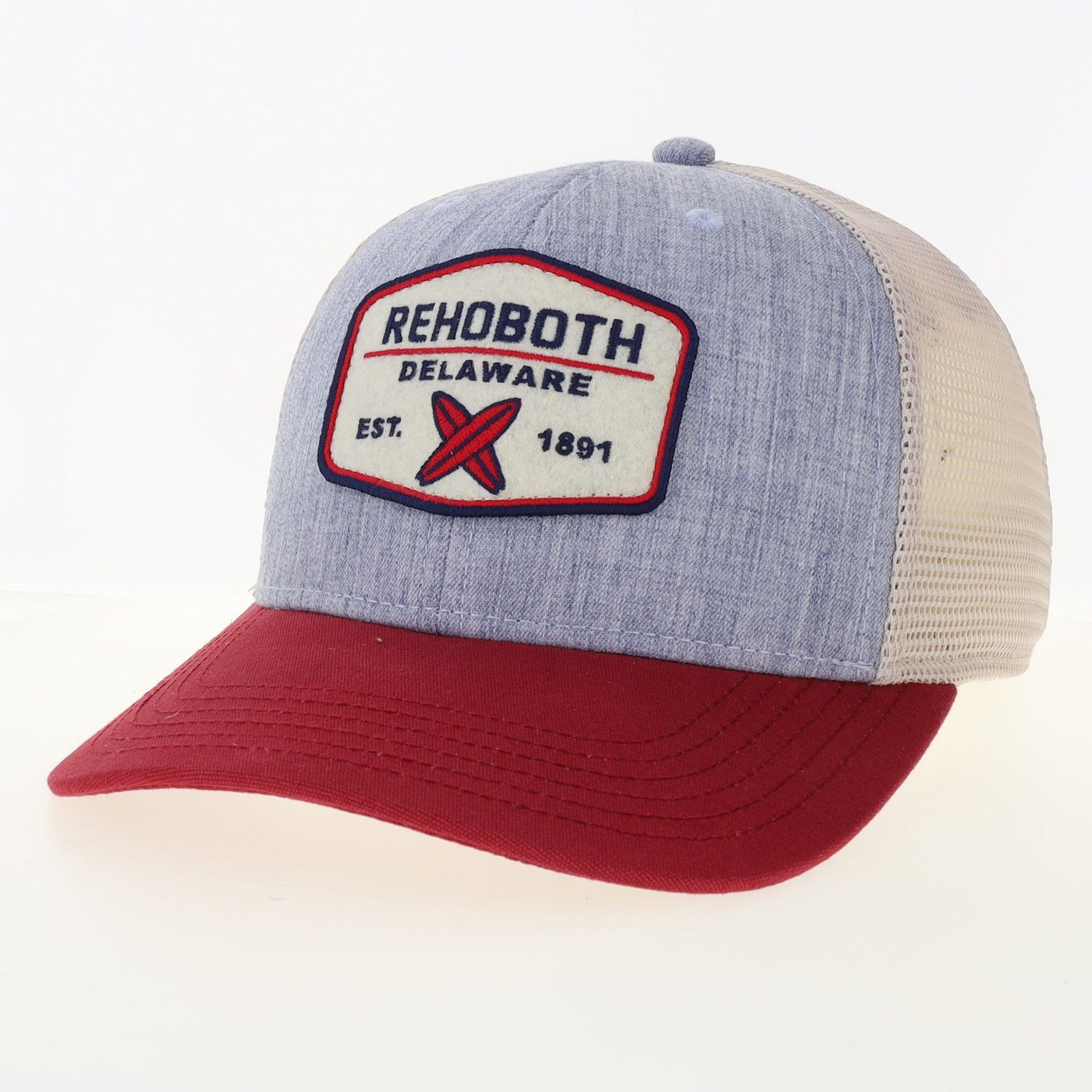 LEGACY MID PROFILE TRUCKER HAT BLUE MELANGE PRACTICE SURF