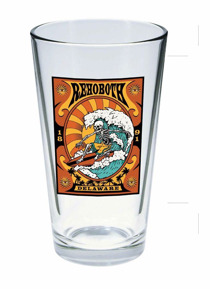 GLASS 16 OZ PINT GLASS UNDEAD SKELETON