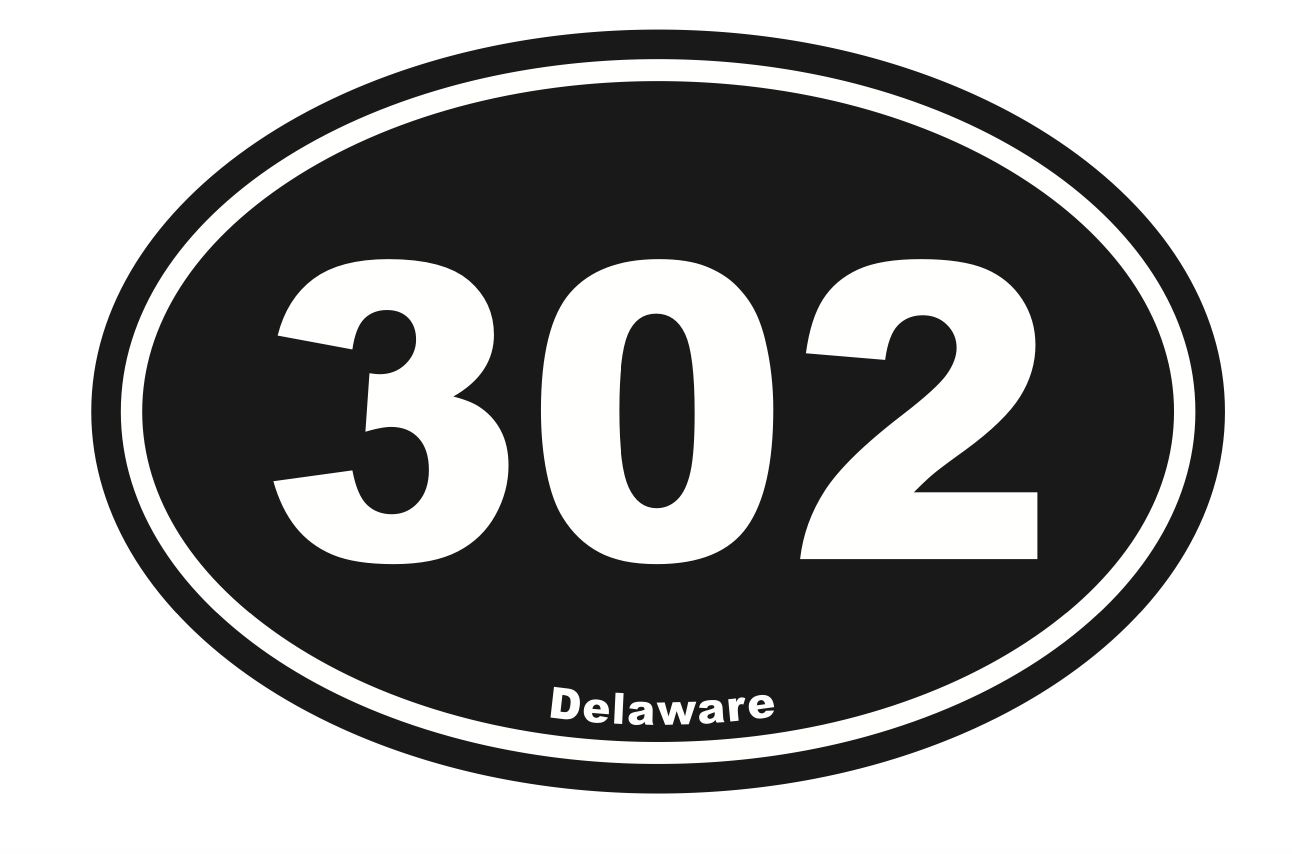 EURO STICKER 5.75 x 3.875 OVAL DELAWARE 302 BLACK