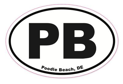 EURO STICKER 5.75 x 3.875 OVAL POODLE BEACH