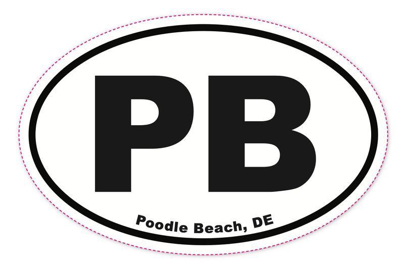 EURO STICKER 5.75 x 3.875 OVAL POODLE BEACH