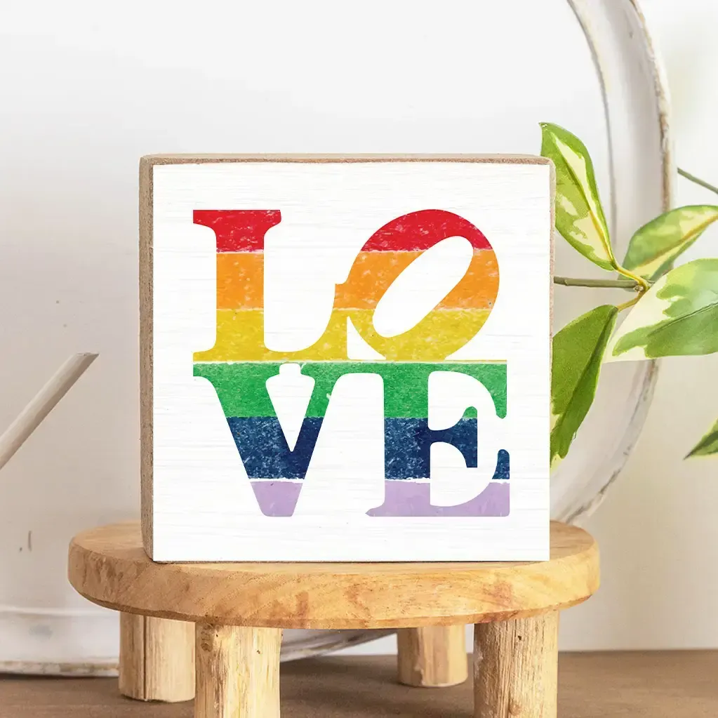 LOVE RAINBOW BLOCK SIGN