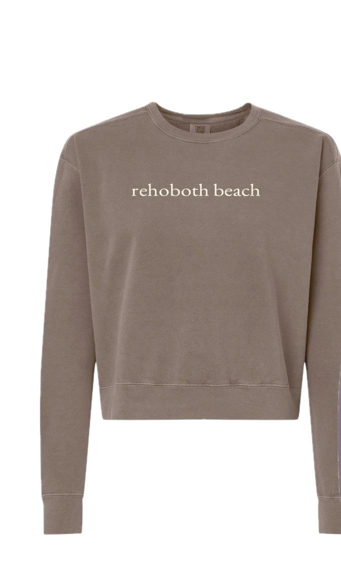 EMBROIDERED CROP CREWNECK SWEATSHIRT, Color: ESPRESSO, Size: S