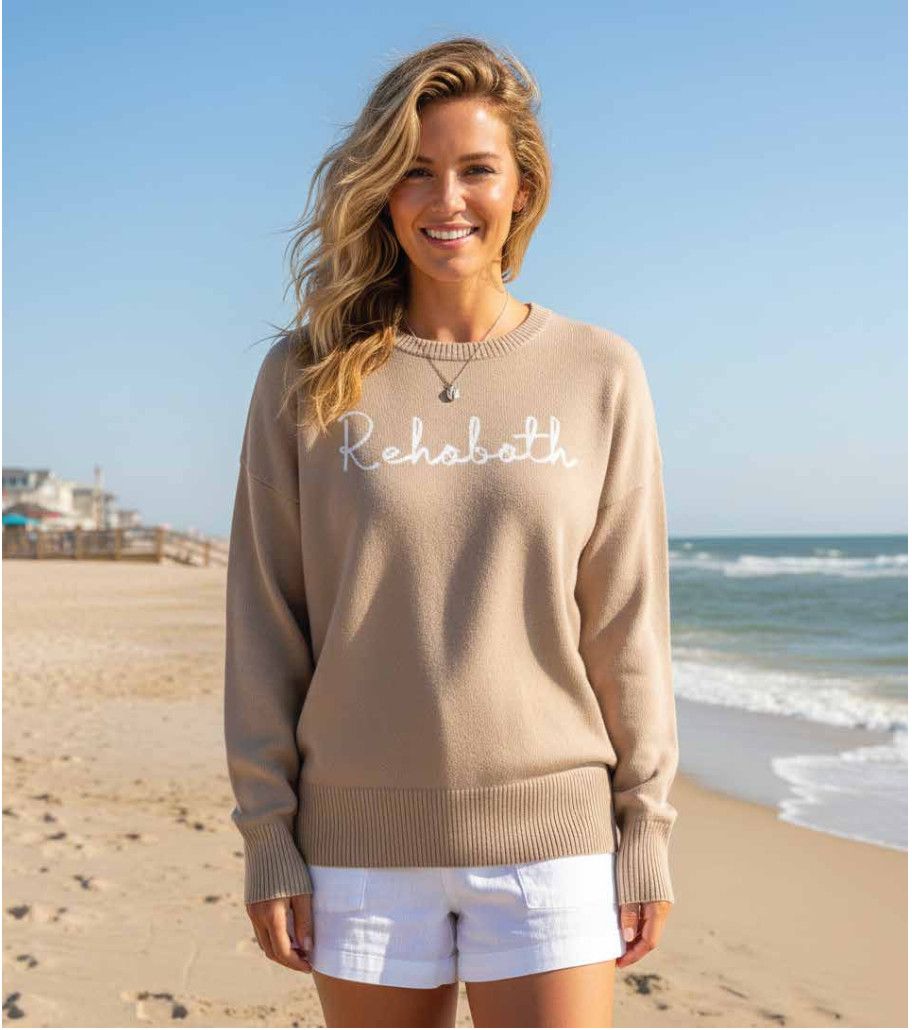 COASTLINE RELAXED CREWNECK SWEATER, Color: SAND, Size: S