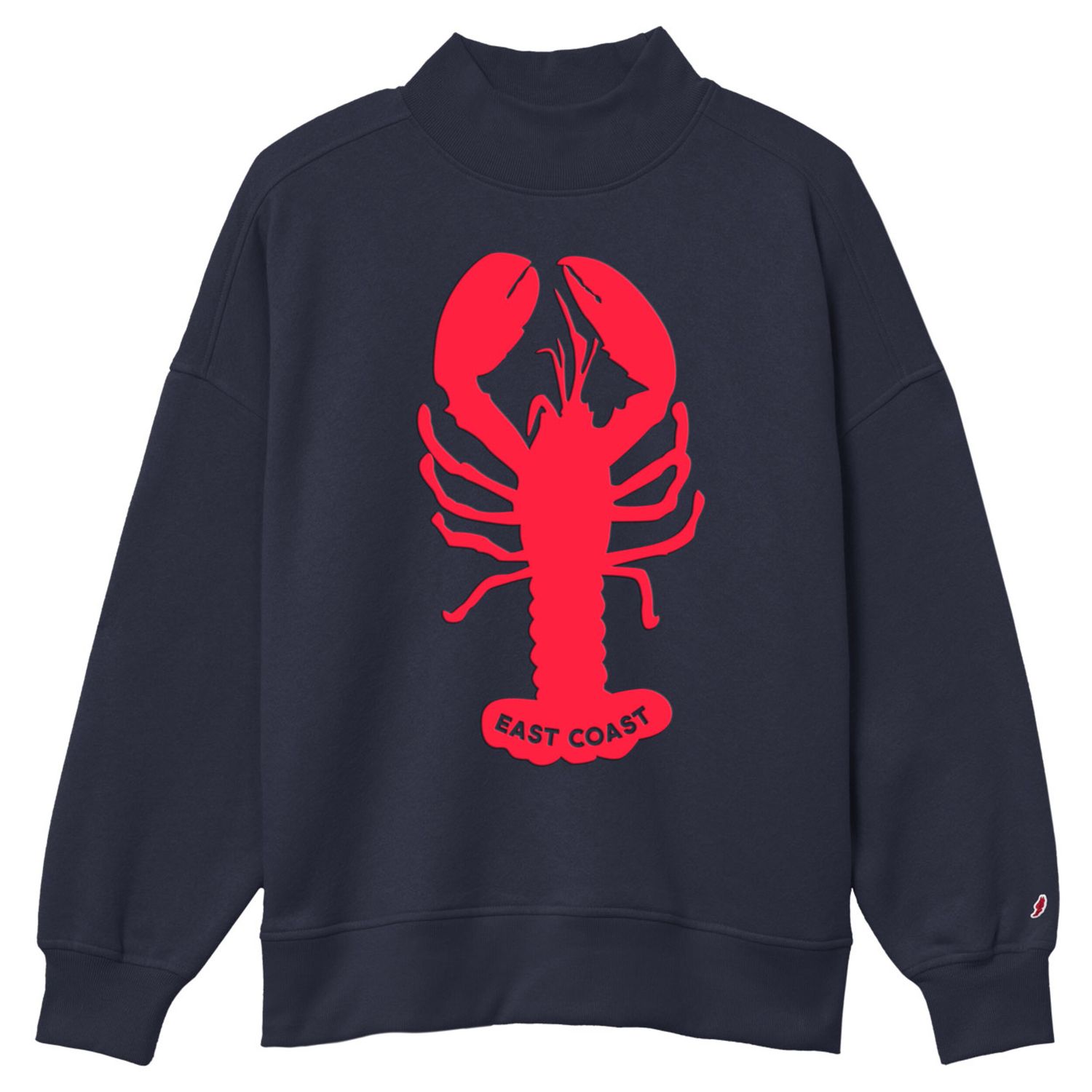 LOBSTER PUFF MOCK NECK, Color: NAVY BLUE, Size: S