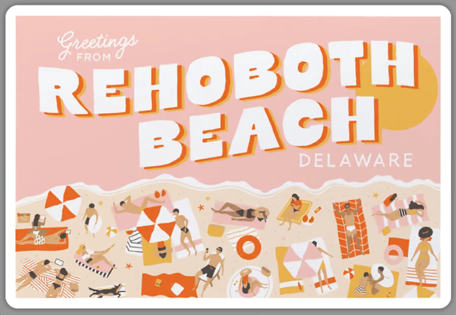 BEACH STICKER GREETINGS FROM POSTCARD