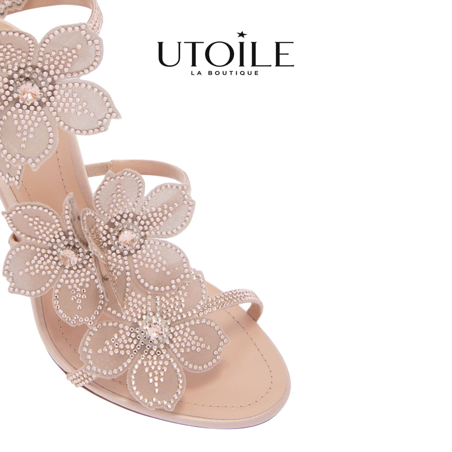 Rene Caovilla Peach Flower Blush Pink Sandal 105